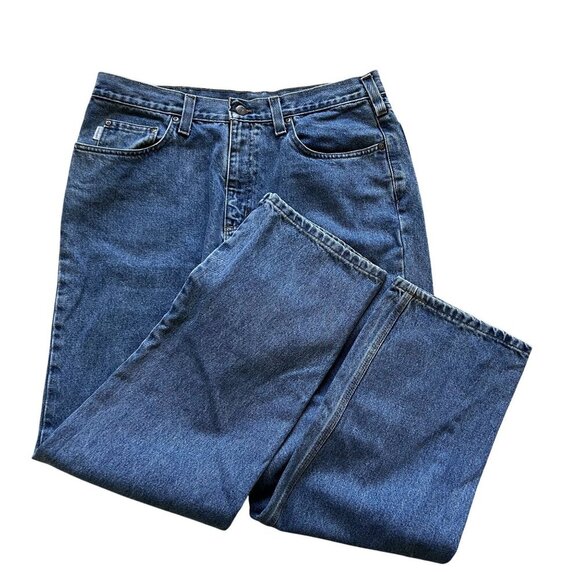 Carhartt Mens 36x32 Relaxed Fit Blue Denim Jeans Casual Normcore Capsule Pants - Picture 7 of 13